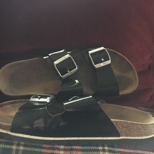 Black patent leather Birkenstock’s